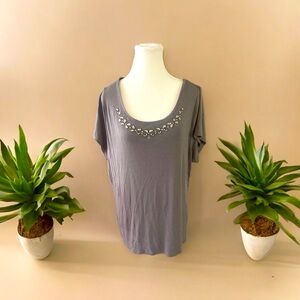 Lane Bryant Jeweled  Gray T-shirt Size 18/20